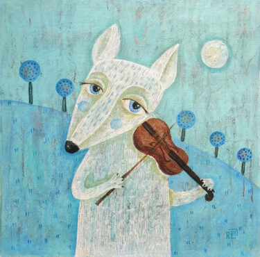 제목이 "Moon melody"인 미술작품 Елена Разина로, 원작, 아크릴 나무 들것 프레임에 장착됨