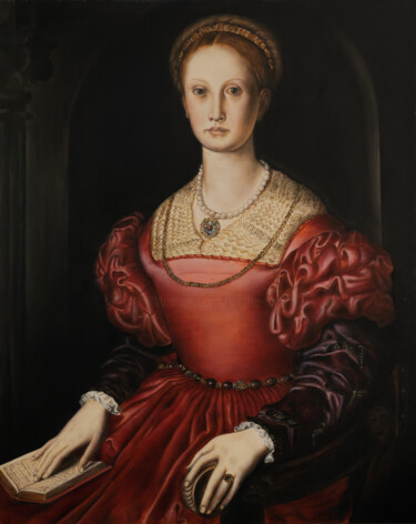 Peinture intitulée "Portrait de Lucrezi…" par Brigite Rosa, Œuvre d'art originale, Huile Monté sur Panneau de bois