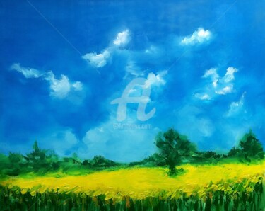 제목이 "LANDSCAPE 5"인 미술작품 Constantin Popescu로, 원작, 기름 나무 들것 프레임에 장착됨