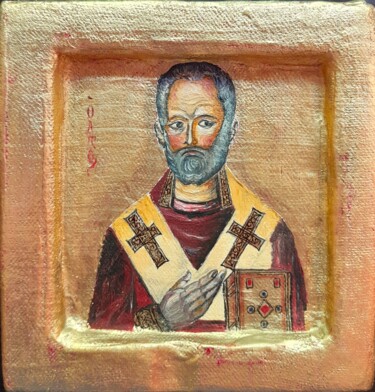Pittura intitolato "Saint Nicolas" da Christian Nouyrigat, Opera d'arte originale, Tempera