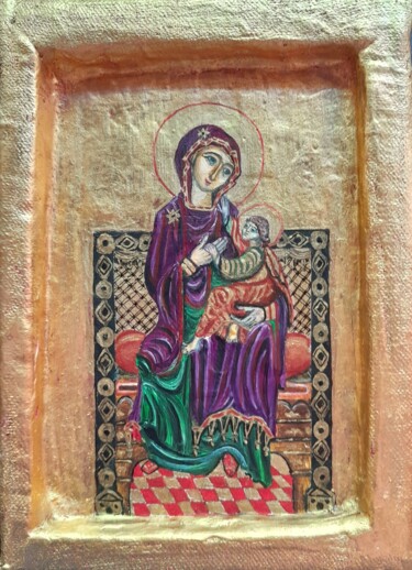 Pittura intitolato "Vierge et Jésus" da Christian Nouyrigat, Opera d'arte originale, Tempera