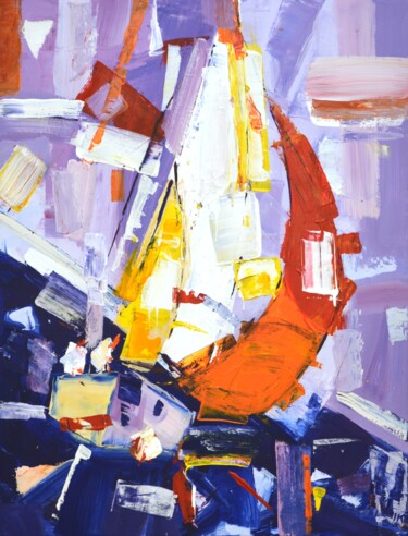 绘画 标题为“Abstract sailboat 3” 由Iryna Kastsova, 原创艺术品, 丙烯 安装在木质担架架上