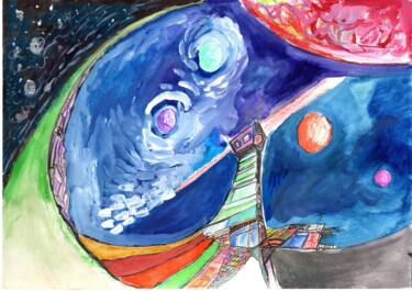 Peinture intitulée "phare" par Martin Rupp, Œuvre d'art originale, Gouache