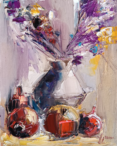 Floral and Fruit Elegance 绘画 标题为“Floral and Fruit El…” 由Vlas Ayvazyan, 原创艺术品, 油 安装在木质担架架上