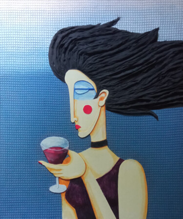 绘画 标题为“LEILA with a GLASS” 由Sergеу Mayatski, 原创艺术品, 丙烯
