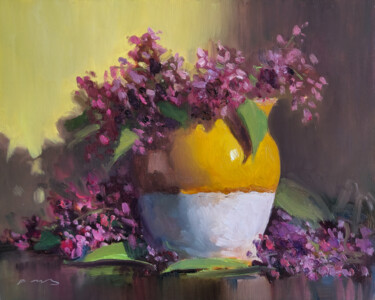 Peinture intitulée "Bouquet de Lilas" par Pascal Giroud, Œuvre d'art originale, Huile