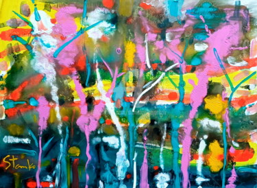 Painting titled "Abstract forest-I" by Stanislav Bojankov, Original Artwork, Acrylic