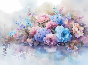 Elegant Floral Fusion Digital Arts titled "Elegant Floral Fusi…" by Olga Volna, Original Artwork, AI generated image