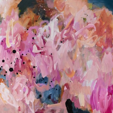 Schilderij getiteld "Cotton Candy Dream" door Chantal Proulx, Origineel Kunstwerk, Acryl Gemonteerd op Frame voor houten bra…