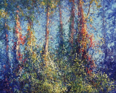 Painting titled "Forest" by Mariusz Kaldowski, Original Artwork, Acrylic Mounted on Wood Stretcher frame