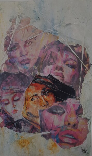 Peinture intitulée "Cinq beautés" par Bernard Courtalon (courtaloni), Œuvre d'art originale, Collages