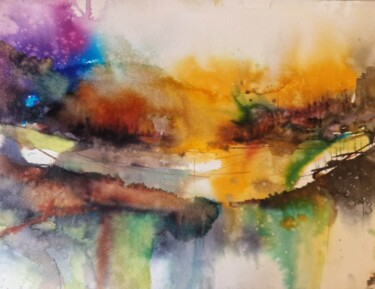 Pittura intitolato "Landscape Scene 6." da Emir Kerenovic, Opera d'arte originale, Acquarello
