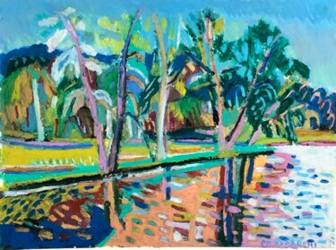 绘画 标题为“ETANG DES TIRELLES 1” 由Pierre-Marie Blardoni, 原创艺术品, 粉彩 安装在其他刚性面板上