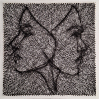 绘画 标题为“Woman in Weave” 由Lionel Németh (Lio.N.art), 原创艺术品, String Art
