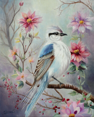 绘画 标题为“L'oiseau des fleurs” 由Sylvie Hiernard, 原创艺术品, 油