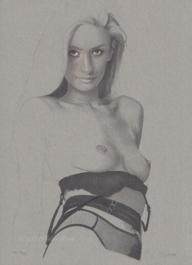 Tekening getiteld ""Freya (0:15)"" door Walter Roos, Origineel Kunstwerk, Potlood