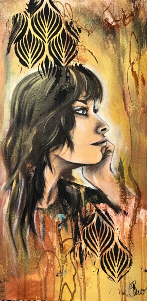 绘画 标题为“Rêveuse” 由Caroline Brousseau, 原创艺术品, 丙烯 安装在木质担架架上