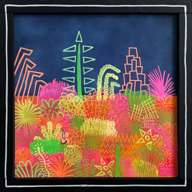 绘画 标题为“CORAL – Black Frame…” 由Frank Willems, 原创艺术品, 丙烯