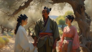 Digital Arts titled "Rencontre dans l'ol…" by Didier Pistol, Original Artwork, AI generated image