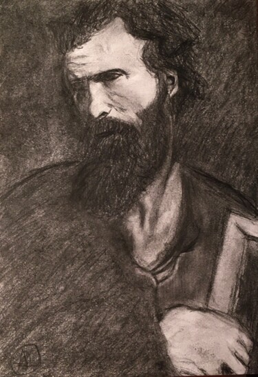 Etude de Judas Thaddeus (d'après Antoine Van Dyck) Dibujo titulada "Etude de Judas Thad…" por Alexandre David Lejuez, Obra de arte original, Carbón Montado en Cartulina