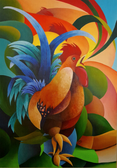 绘画 标题为“Enjoy The New Day” 由Malcolm Tait, 原创艺术品, 丙烯 安装在木质担架架上