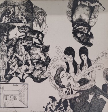 Painting titled "La mort de Casteneda" by Anton Solomoukha, Original Artwork, Ink