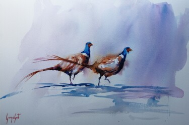 Schilderij getiteld "pheasant 2" door Giorgio Gosti, Origineel Kunstwerk, Aquarel