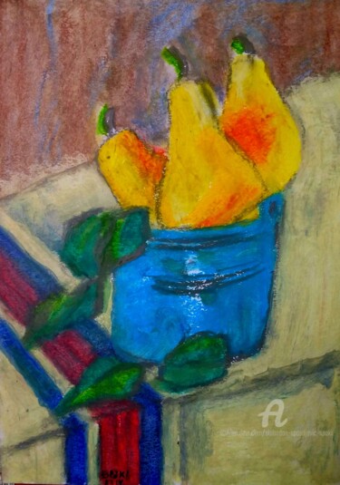Peinture intitulée "William poire" par Slobodan Spasojevic (Spaki), Œuvre d'art originale, Pastel