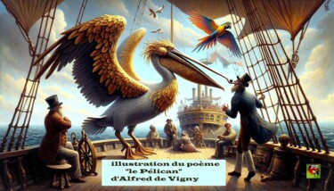 ILLUSTRATION 2 ; LE PELICAN DE VIGNY Digital Arts titled "ILLUSTRATION 2 ; LE…" by Pierre Peytavin, Original Artwork, AI generated image