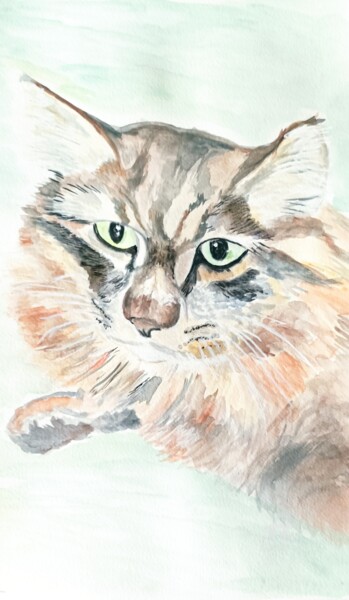Peinture intitulée "Taiga" par Christel, Œuvre d'art originale, Aquarelle
