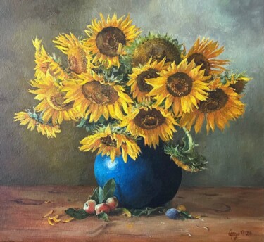 Pittura intitolato "Букет подсолнухов/…" da Polina Sereda, Opera d'arte originale, Olio Montato su Telaio per barella in leg…