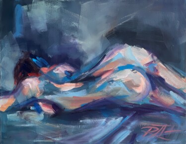 Schilderij getiteld "Resting" door Roberta Heslop, Origineel Kunstwerk, Olie Gemonteerd op Frame voor houten brancard