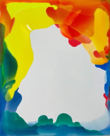 Peinture intitulée "Knospe" par Alexandra Huelbach, Œuvre d'art originale, Laque Monté sur Châssis en bois