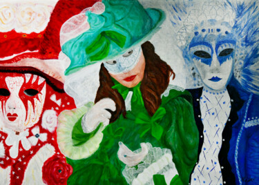 绘画 标题为“Carnaval dans les V…” 由Patrick Kessler, 原创艺术品, 丙烯 安装在木质担架架上