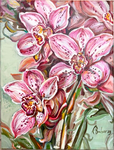 Painting titled "Orchids" by Alla Badsar, Original Artwork, Acrylic