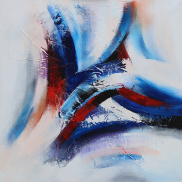 Schilderij getiteld "Streams 03-01a" door Wil Lof, Origineel Kunstwerk, Acryl Gemonteerd op Frame voor houten brancard
