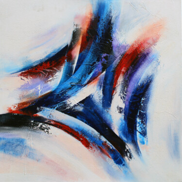 Schilderij getiteld "Streams 03-01b" door Wil Lof, Origineel Kunstwerk, Acryl Gemonteerd op Frame voor houten brancard