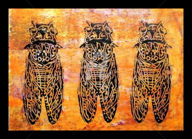 Printmaking titled "LES CIGALES PIOLENC…" by Christophe Flaugère, Original Artwork, Linocuts