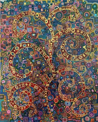 ARBRE DE VIE "LE FEU" Painting titled "ARBRE DE VIE "LE FE…" by Céline Loy, Original Artwork, Acrylic