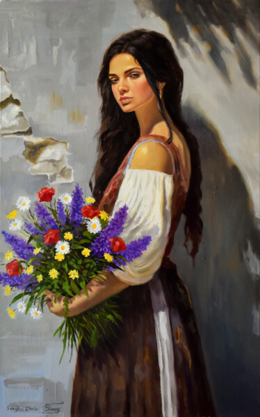 Malerei mit dem Titel "A portrait with wil…" von Serghei Ghetiu, Original-Kunstwerk, Öl Auf Keilrahmen aus Holz montiert