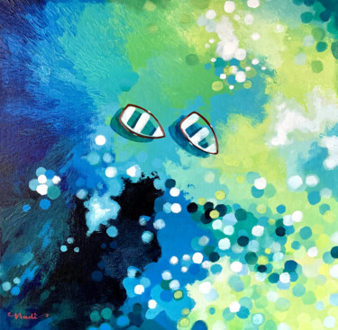Painting titled "Capri" by Nadia Lysakowska, Original Artwork, Acrylic Mounted on Wood Stretcher frame