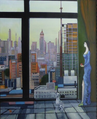 manatthan reverie Peinture intitulée "manatthan reverie" par Jean-Michel Yon, Œuvre d'art originale, Huile Monté sur Châssis en bois