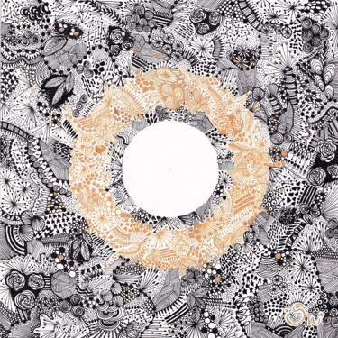 Dibujo titulada "PENSEES DIVINES 1" por Nadine Stoeltzlen, Obra de arte original, Tinta