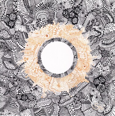 图画 标题为“PENSEES DIVINES 2” 由Nadine Stoeltzlen, 原创艺术品, 墨
