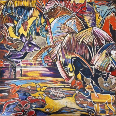Peinture intitulée "Entre ombres et cré…" par Barbara Watel, Œuvre d'art originale, Huile Monté sur Châssis en bois