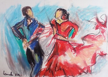 图画 标题为“Flamenco 2” 由Laudu, 原创艺术品, 粉彩