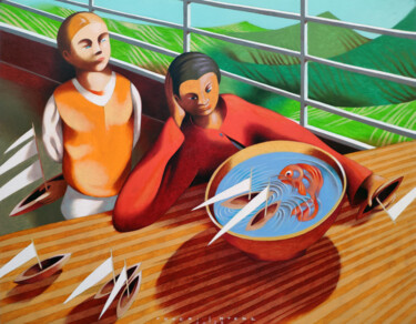 Painting titled "A lazy afternoon 2" by Federico Cortese, Original Artwork, Oil