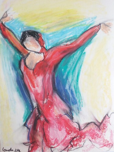 图画 标题为“Flamenco 3” 由Laudu, 原创艺术品, 粉彩