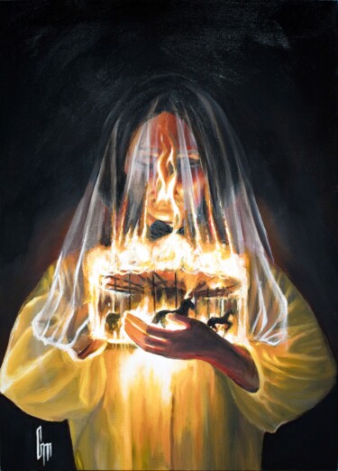 "Growing up burns" Pintura titulada ""Growing up burns"" por Mrs Steamcloudy, Obra de arte original, Acrílico Montado en Bastidor de camilla de…