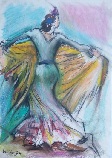 图画 标题为“Flamenco 7” 由Laudu, 原创艺术品, 粉彩